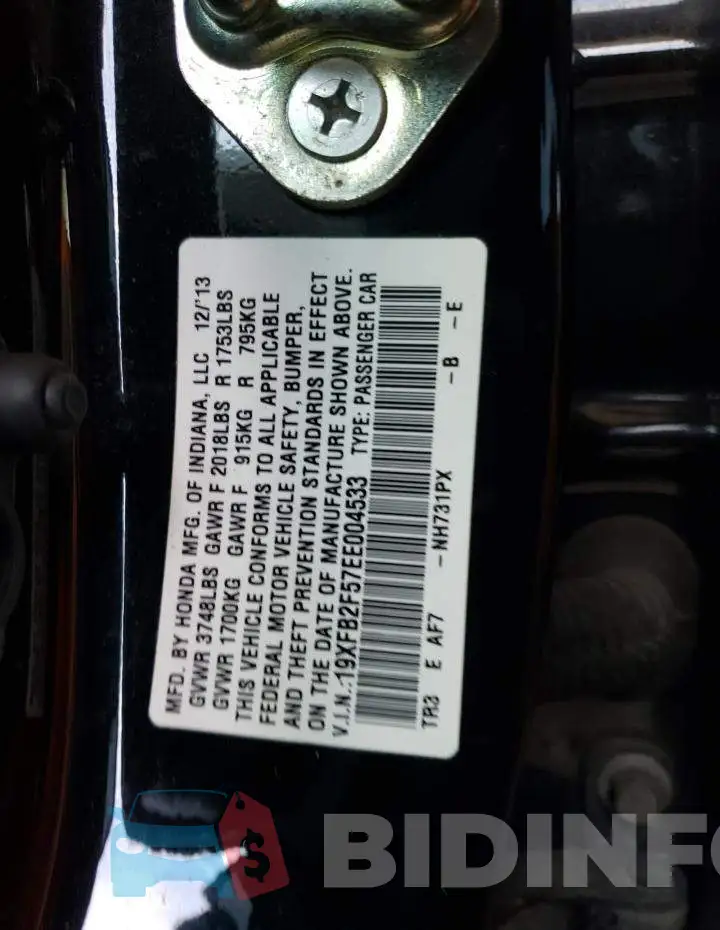 19XFB2F57EE004533 Photo# 12