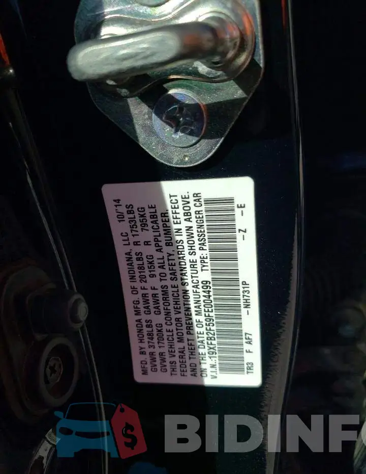 19XFB2F59FE004499 Photo# 12