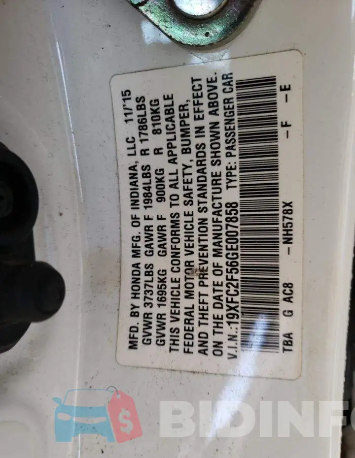 19XFC2F56GE007858 Photo# 13