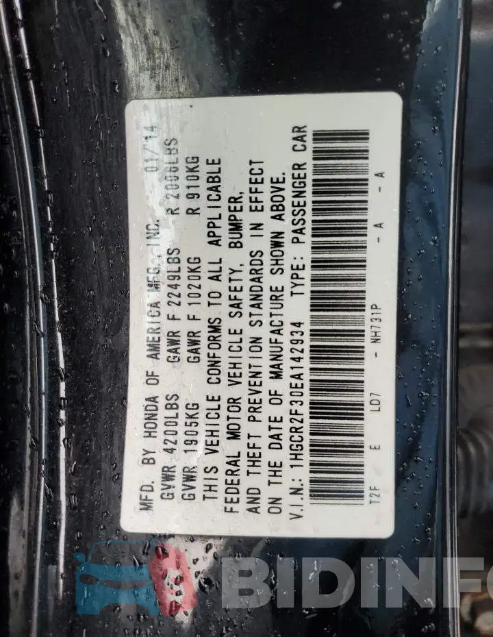 1HGCR2F30EA142934 Photo# 12