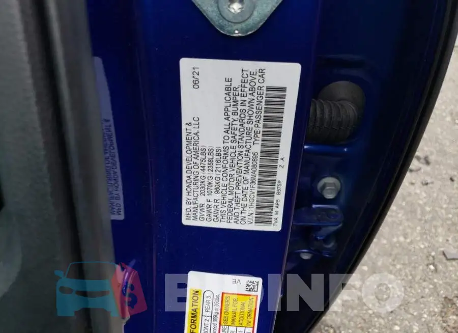 1HGCV1F36MA080895 Photo# 12