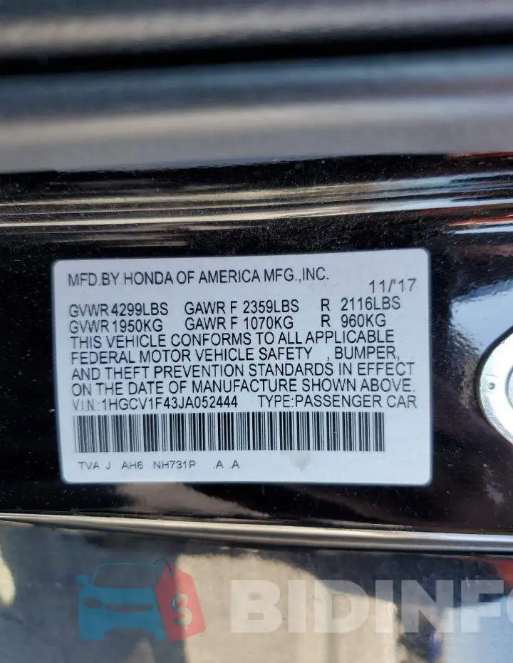 1HGCV1F43JA052444 Photo# 12