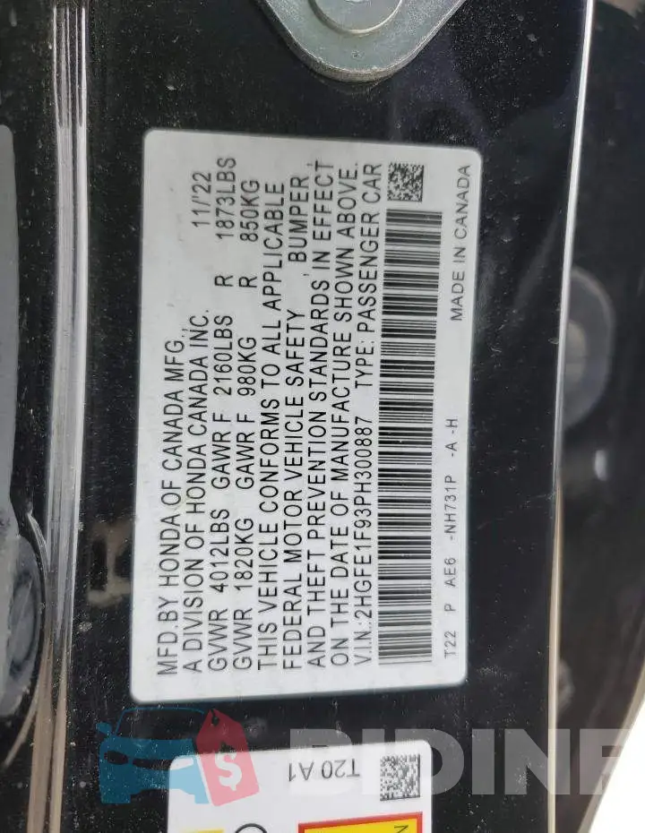 2HGFE1F93PH300887 Photo# 12