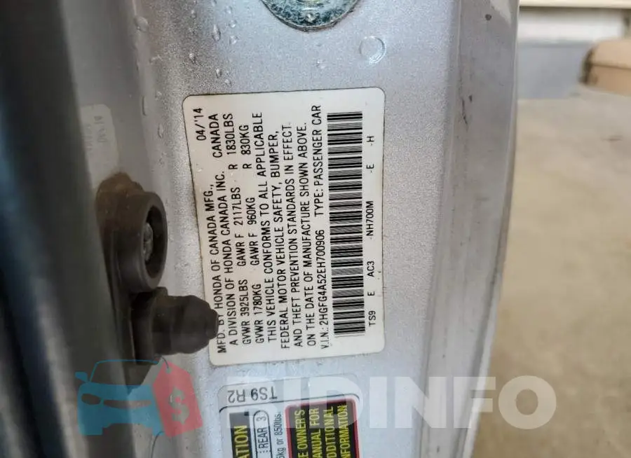 2HGFG4A52EH700906 Photo# 12