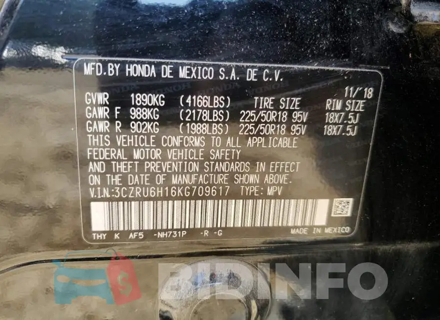 3CZRU6H16KG709617 Photo# 12
