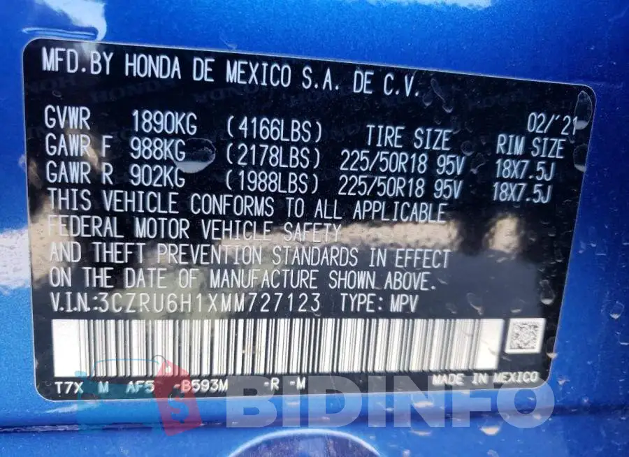 3CZRU6H1XMM727123 Photo# 12