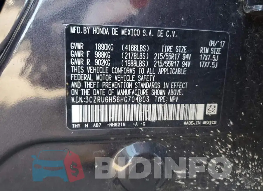 3CZRU6H56HG704803 Photo# 13