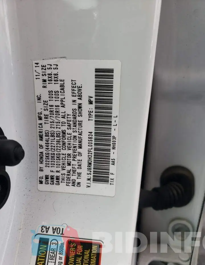 5J6RM3H32FL005634 Photo# 12