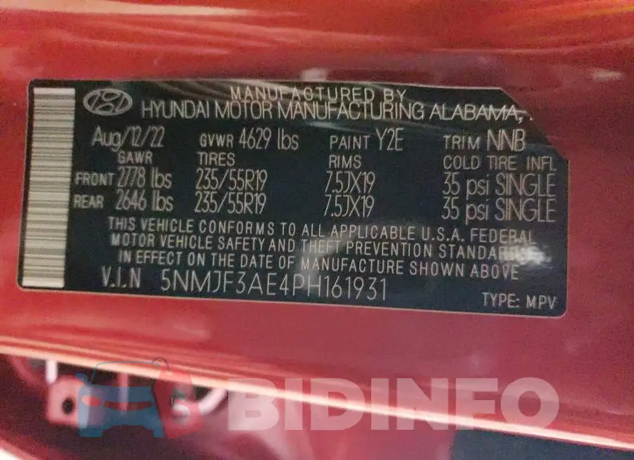 5NMJF3AE4PH161931 Photo# 14