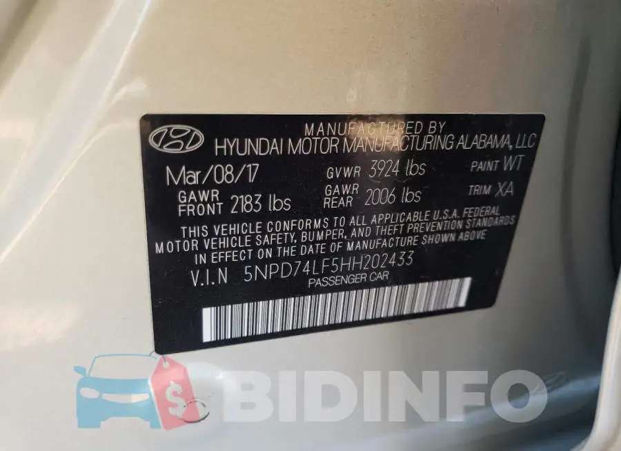 5NPD74LF5HH202433 Photo# 12