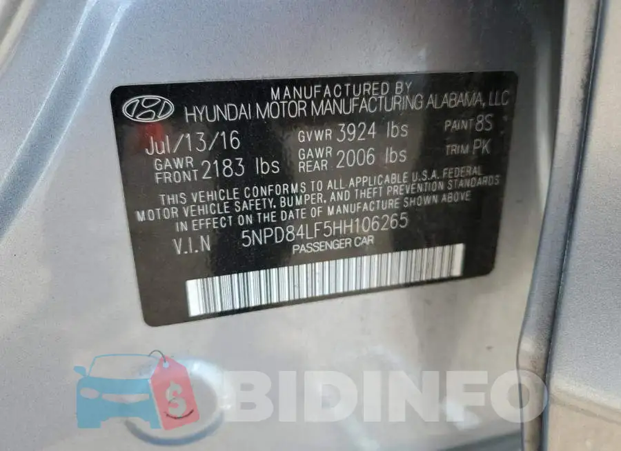 5NPD84LF5HH106265 Photo# 12