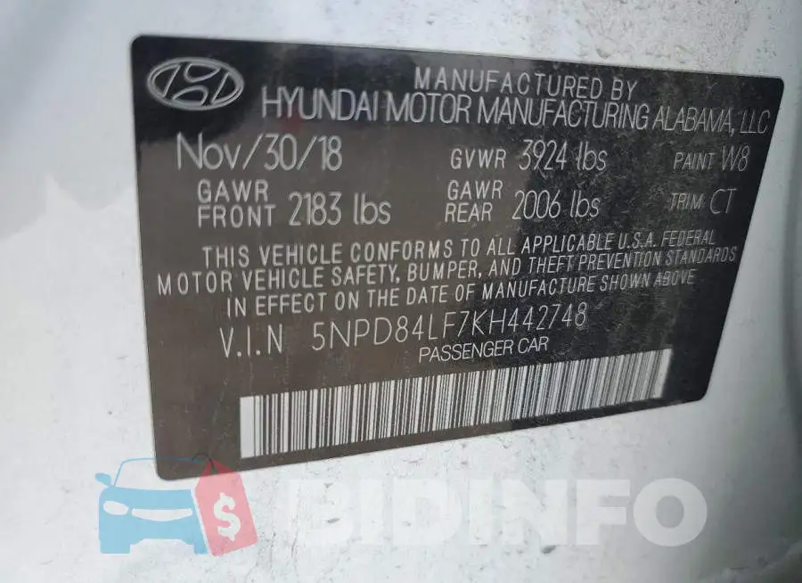5NPD84LF7KH442748 Photo# 12