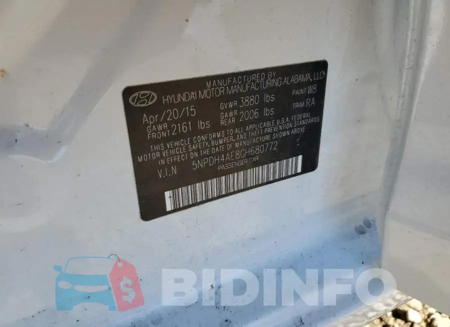 5NPDH4AE8GH680772 Photo# 12