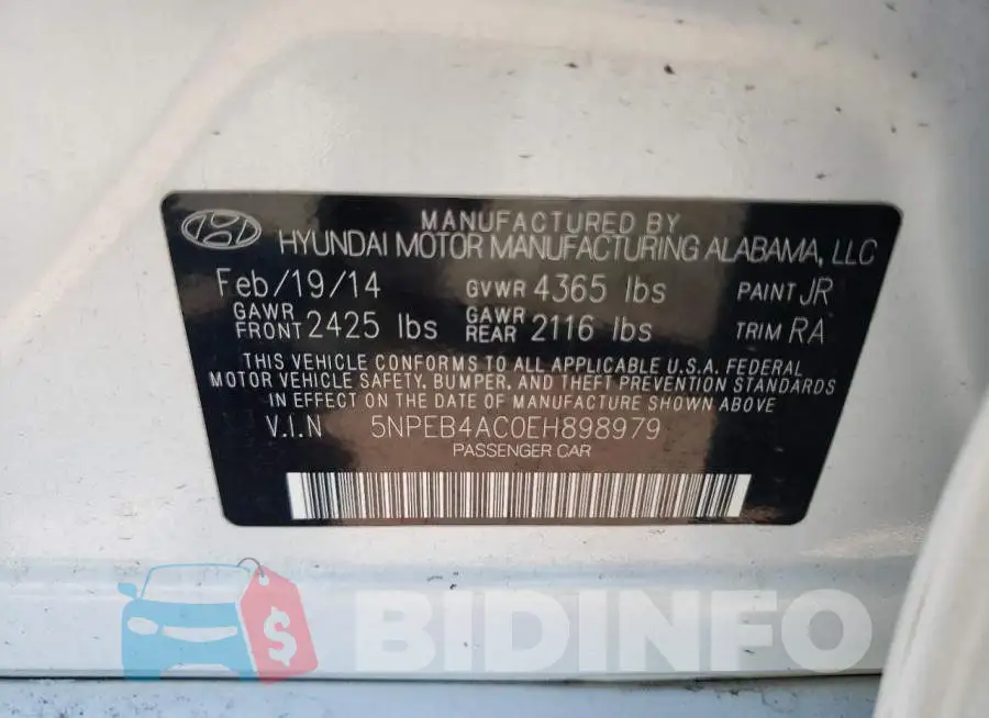 5NPEB4AC0EH898979 Photo# 12