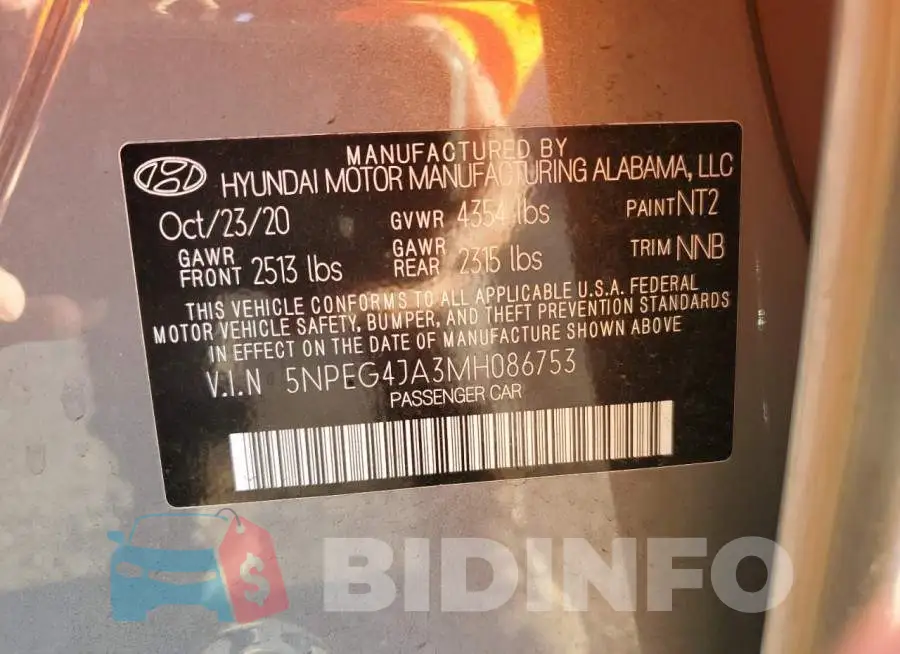 5NPEG4JA3MH086753 Photo# 12