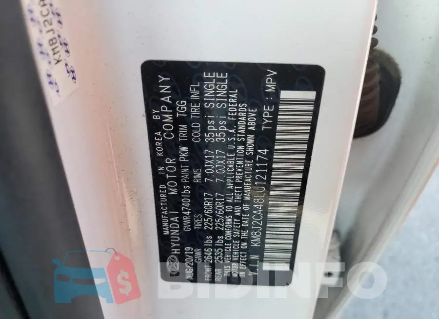 KM8J2CA48LU121174 Photo# 13