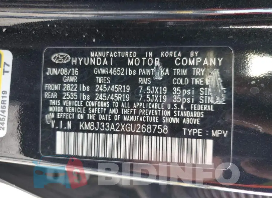 KM8J33A2XGU268758 Photo# 13