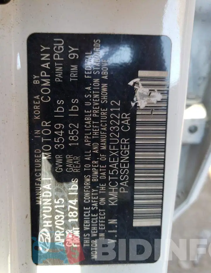 KMHCT5AEXFU232212 Photo# 12
