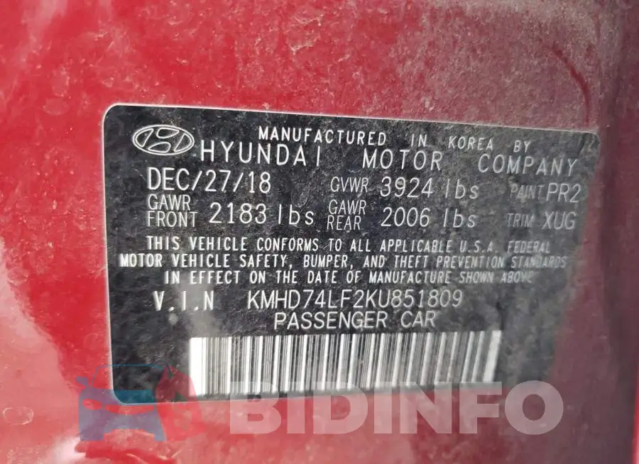 KMHD74LF2KU851809 Photo# 12