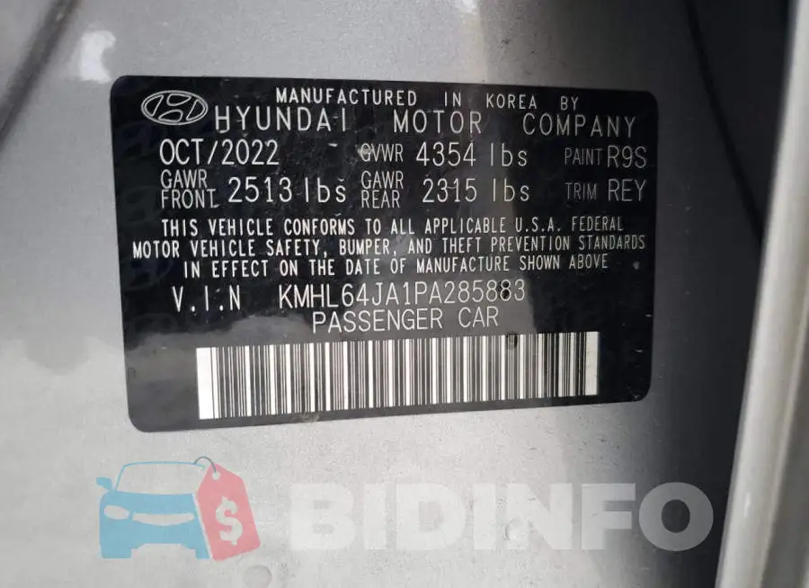 KMHL64JA1PA285883 Photo# 13