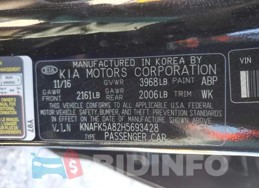 KNAFK5A82H5693428 Photo# 12