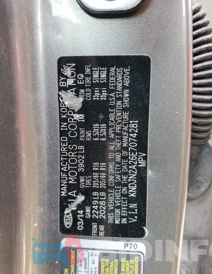 KNDJN2A26E7074281 Photo# 12