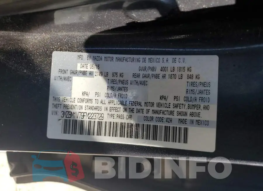 3MZBM1V79FM223729 Photo# 13