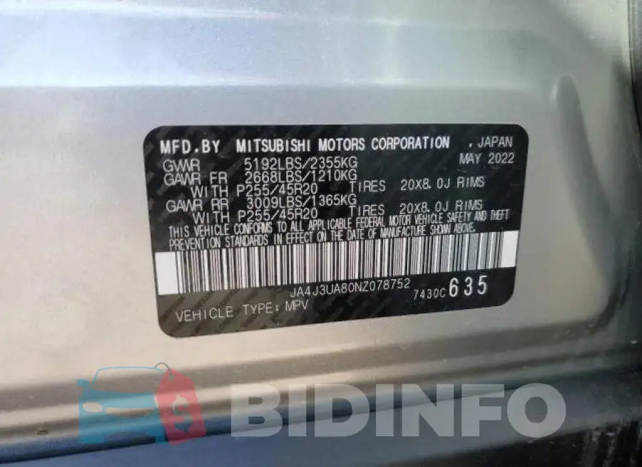 JA4J3UA80NZ078752 Photo# 13