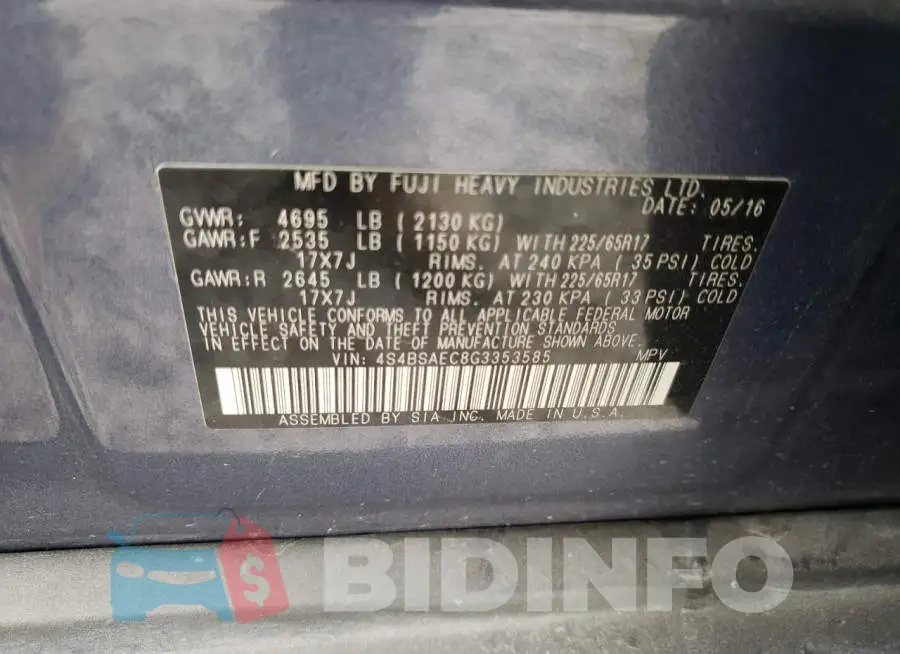 4S4BSAEC8G3353585 Photo# 12