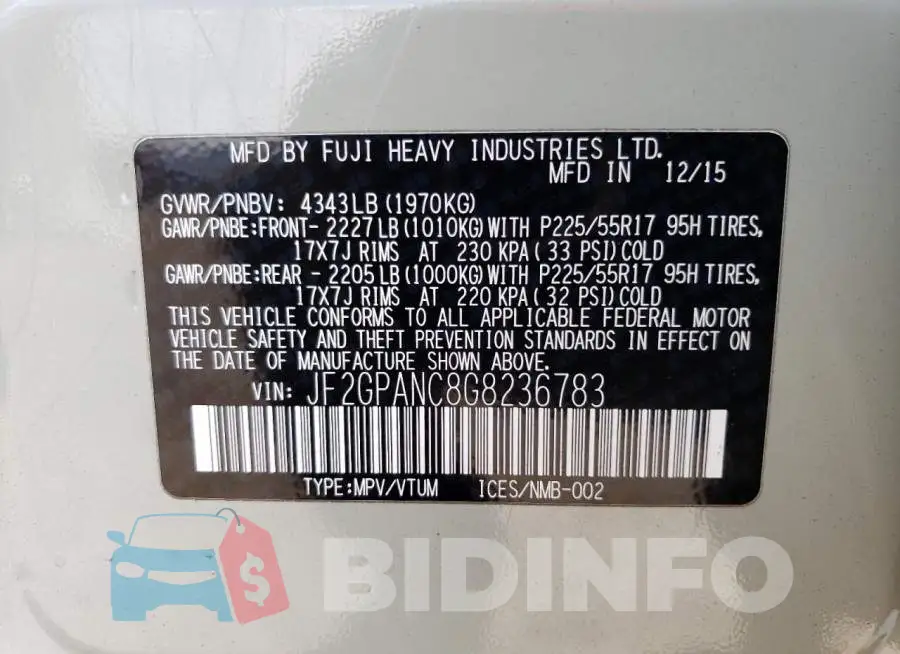 JF2GPANC8G8236783 Photo# 13