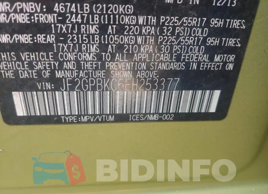 JF2GPBKC6EH253377 Photo# 10