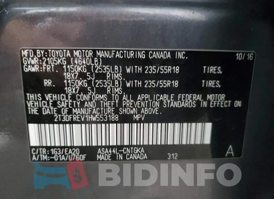 2T3DFREV1HW553188 Photo# 14