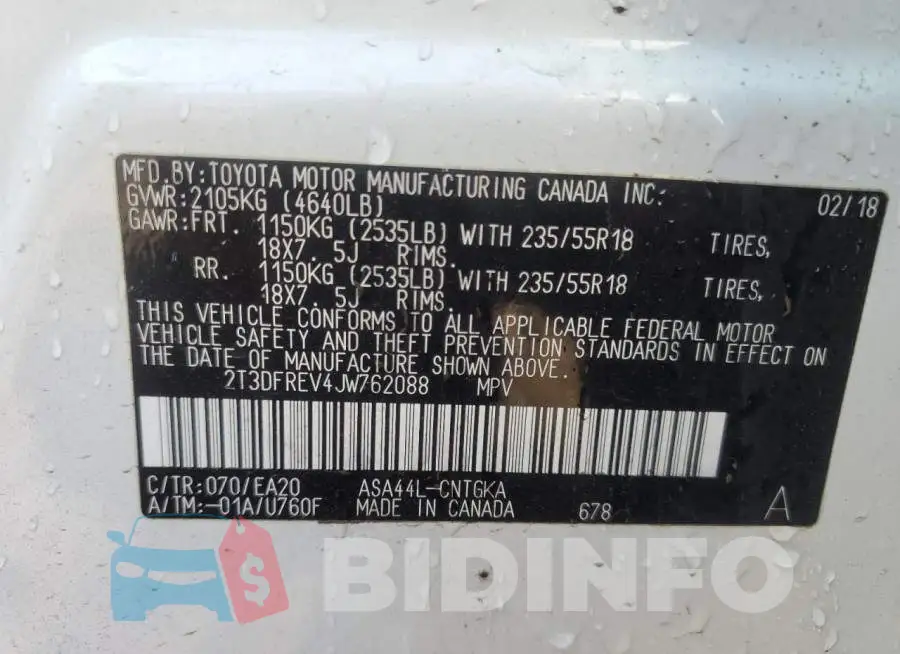 2T3DFREV4JW762088 Photo# 13