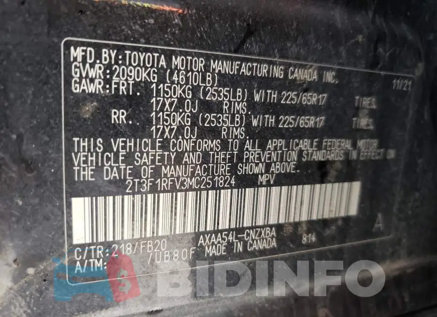 2T3F1RFV3MC251824 Photo# 13