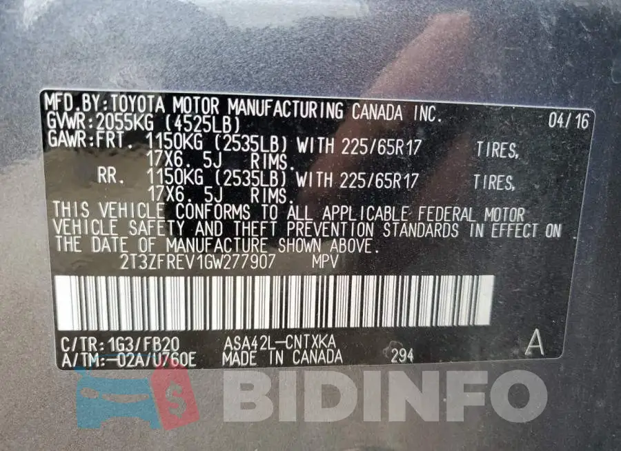 2T3ZFREV1GW277907 Photo# 12