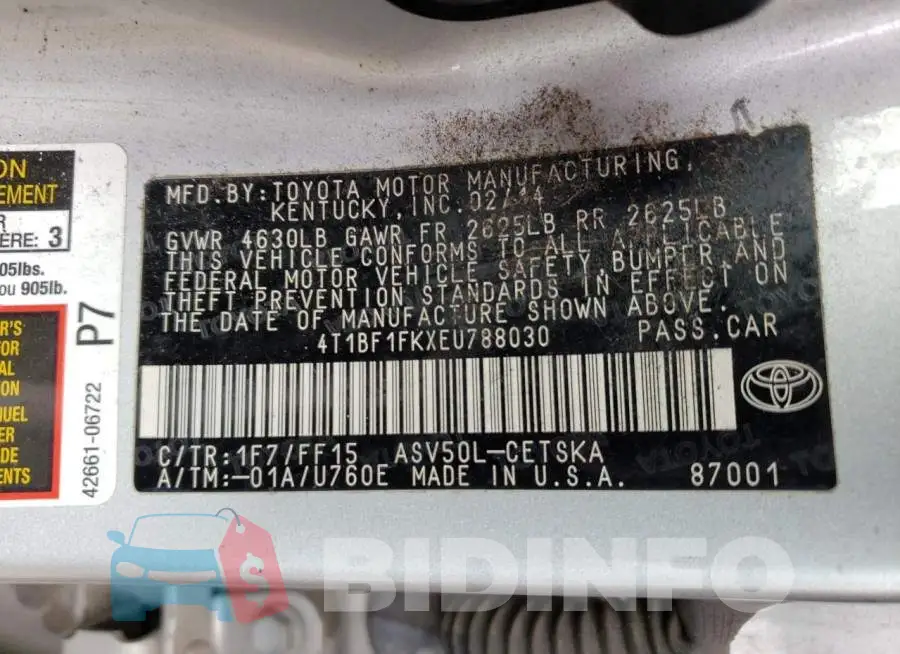 4T1BF1FKXEU788030 Photo# 12