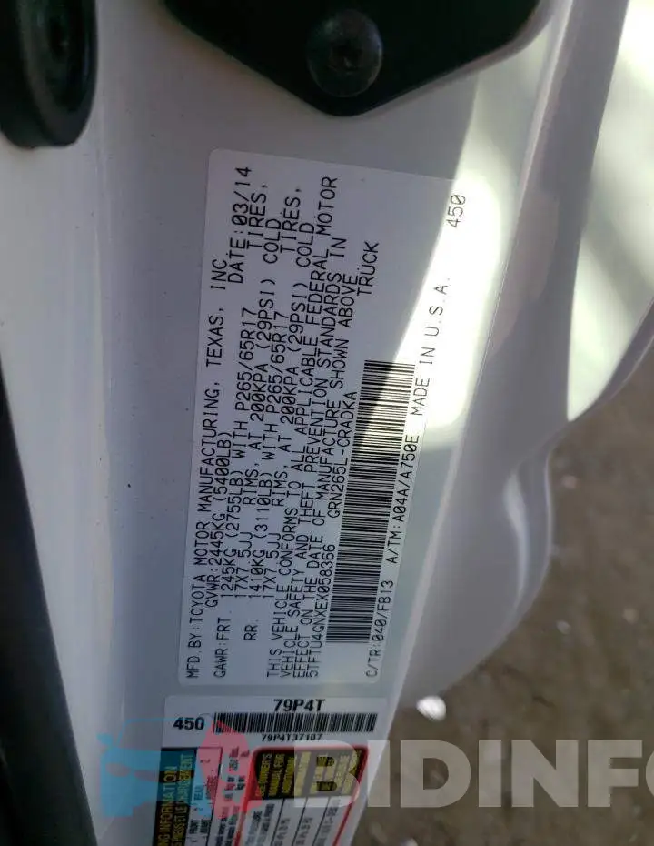 5TFTU4GNXEX058366 Photo# 12