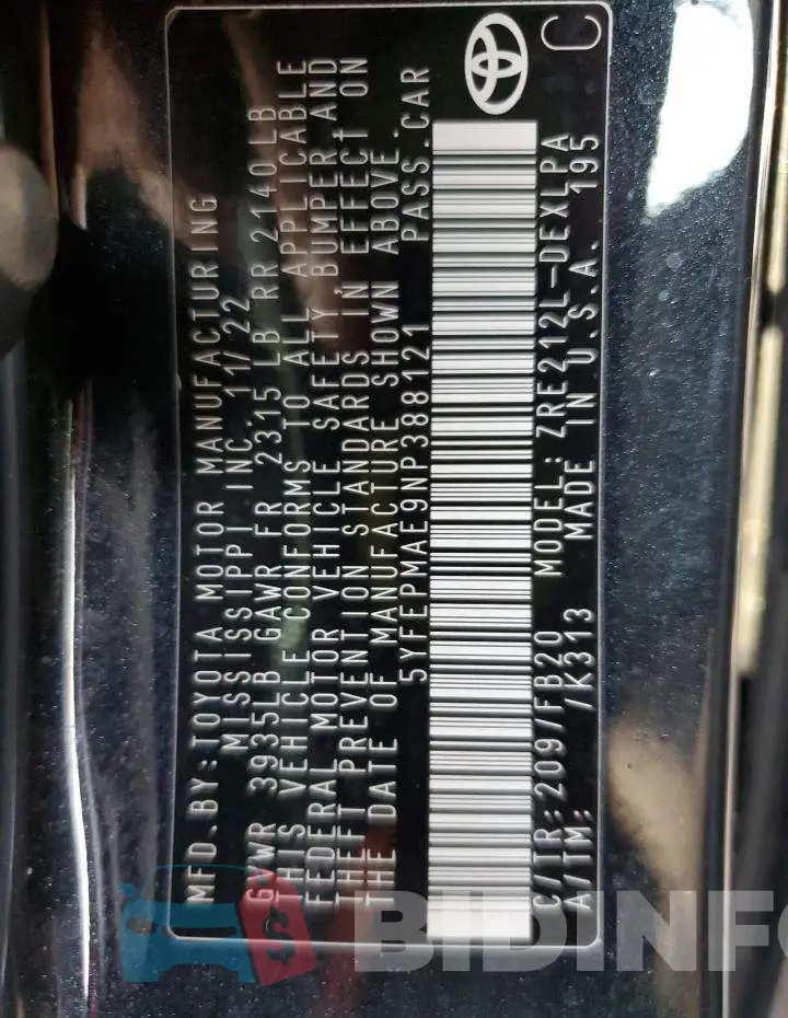 5YFEPMAE9NP388121 Photo# 12