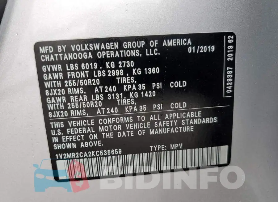 1V2MR2CA2KC535659 Photo# 13