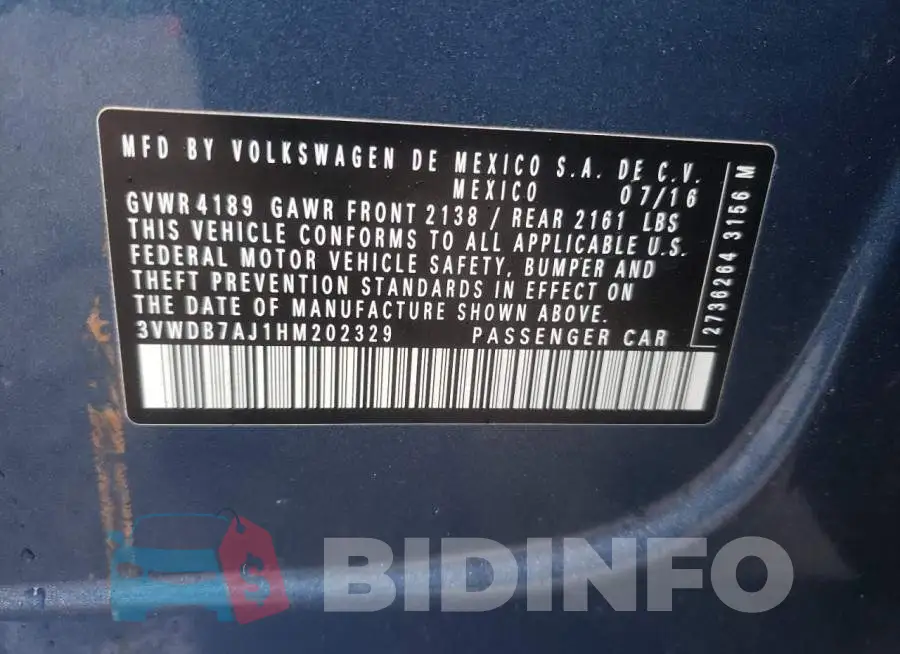 3VWDB7AJ1HM202329 Photo# 12