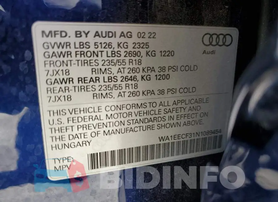 WA1EECF31N1089454 Photo# 13