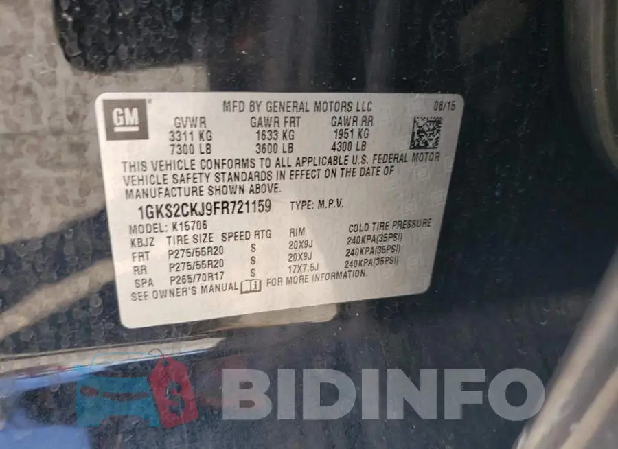 1GKS2CKJ9FR721159 Photo# 14
