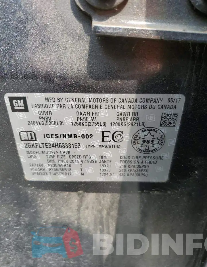 2GKFLTE34H6333153 Photo# 13