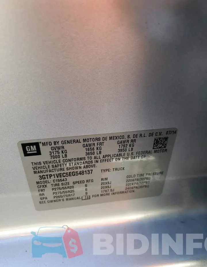 3GTP1VEC5EG548137 Photo# 12