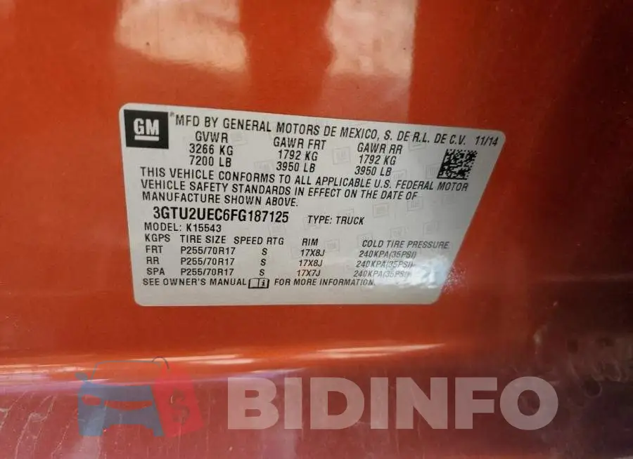 3GTU2UEC6FG187125 Photo# 12