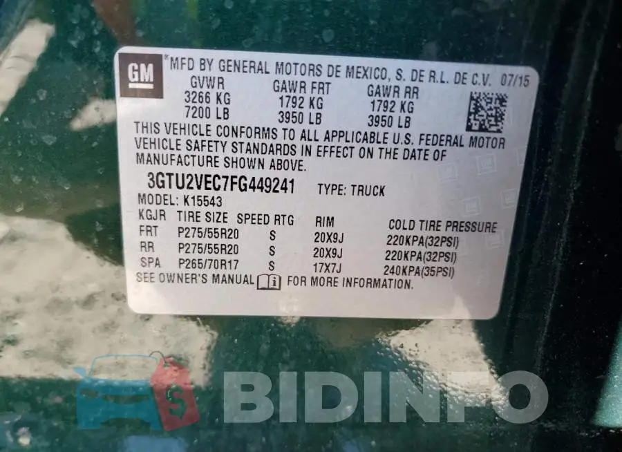 3GTU2VEC7FG449241 Photo# 13