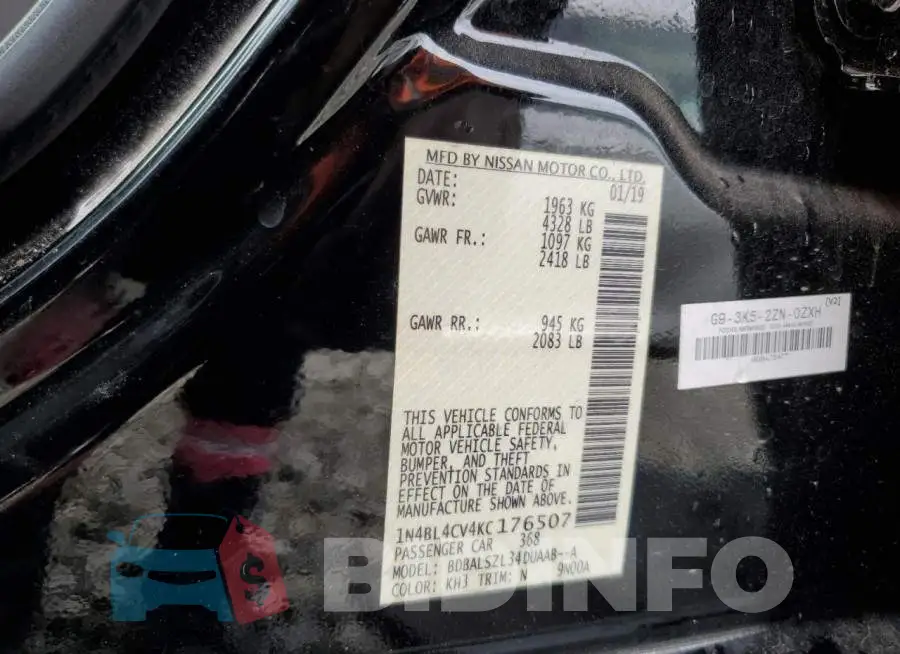 1N4BL4CV4KC176507 Photo# 12