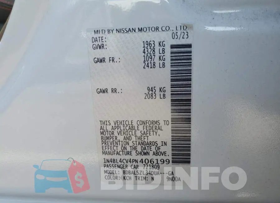 1N4BL4CV4PN406199 Photo# 12