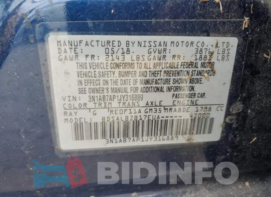 3N1AB7AP1JY316889 Photo# 13