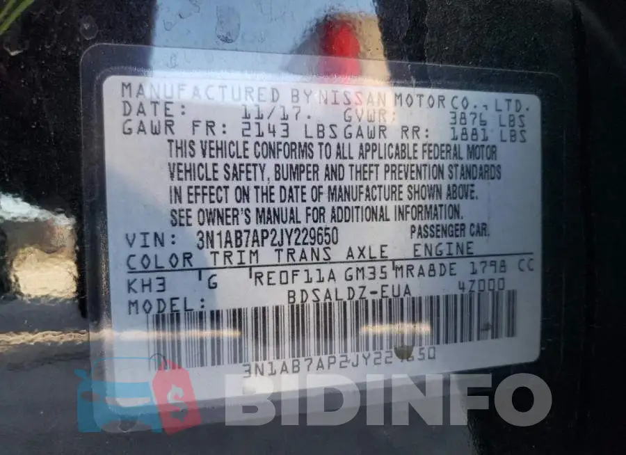 3N1AB7AP2JY229650 Photo# 12